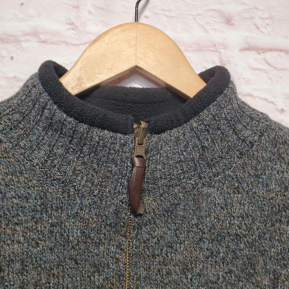Pendleton Sweater Vest Mens XL Gray Blue Marled Shetland Wool‎ Fleece Lined Zip