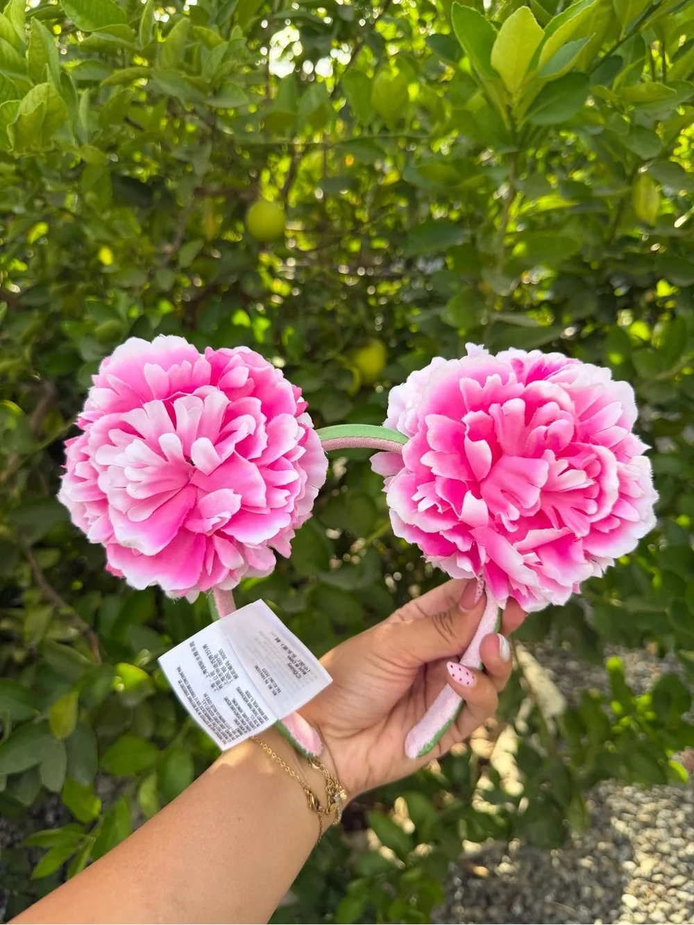 Pink Floral Pom Headband