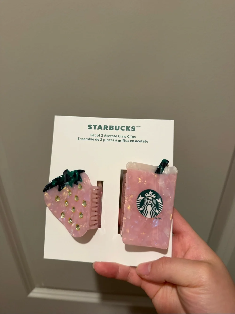 Starbucks Pink Drink Iridescent Acetate Claw Clips Set (2) - Summer 2026
