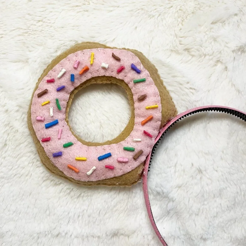 Disney Handmade Mickey Pink Rainbow Sprinkle Donut‎ Ears Headband