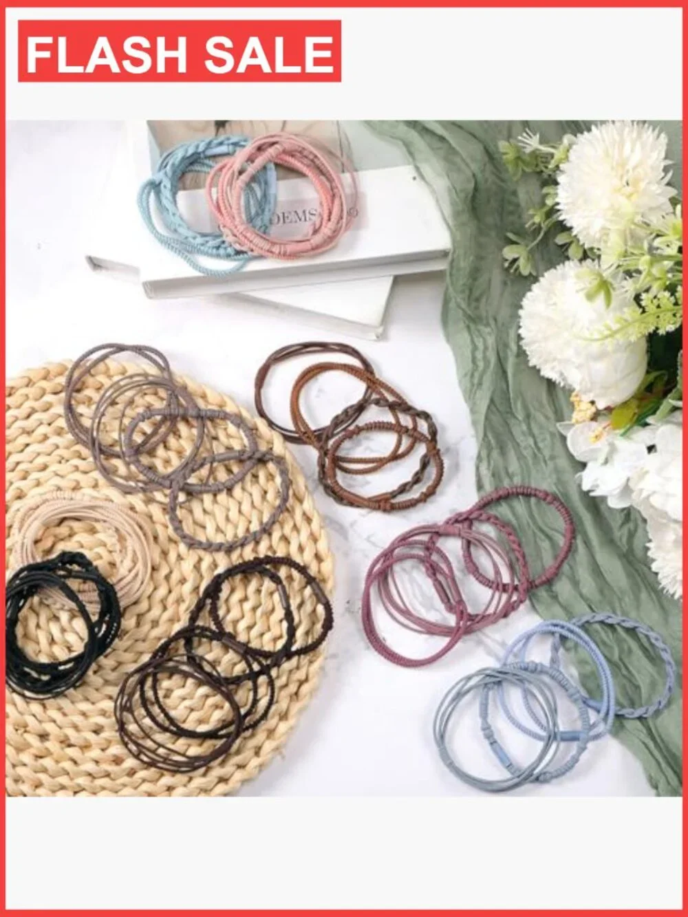 120 Pack Boho Hair Ties Elastic Ponytail Holders Nylon Hair Accessories
