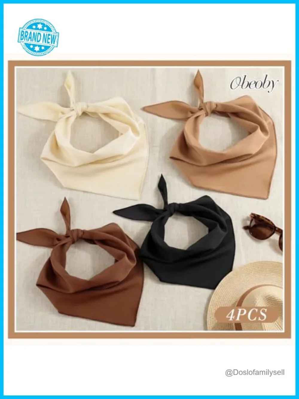 4 Pcs Triangle Head Scarf for Women - Soft Polyester Bandanas Hair Scarf