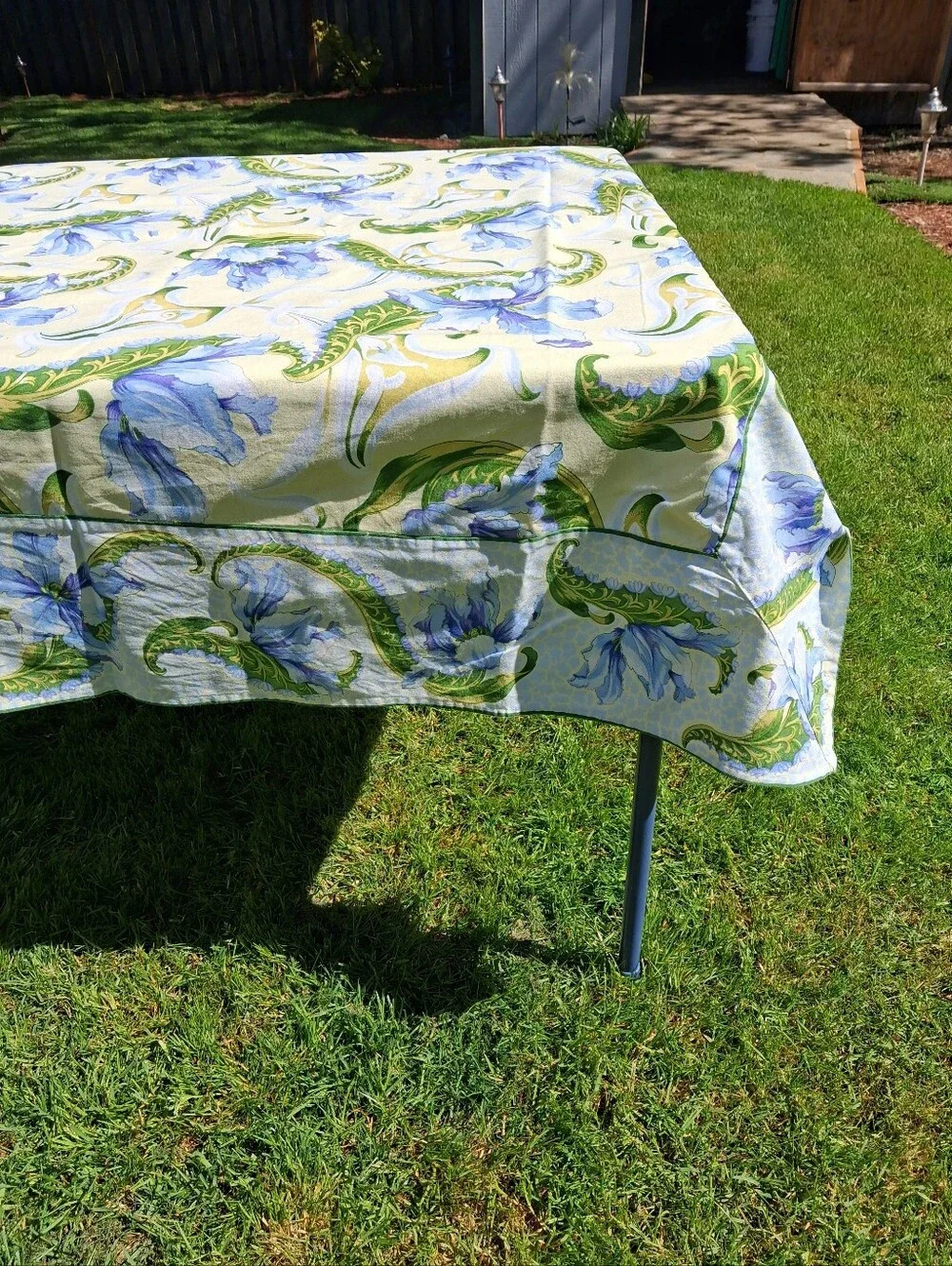 April Cornell Cotton Cottagecore Yellow/blue Floral Table Cloth 55x52