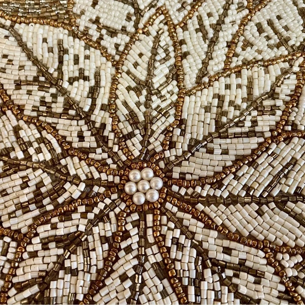 Two Handmade Beaded Chargers, Tahari & Nicole Miller, Red Green Christmas