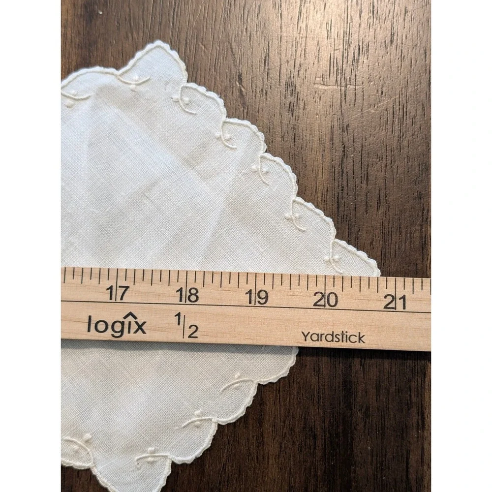 Benj. M. Jabara & Sons Madeira Hand Embroidered White Linen Doily Vintage Tea