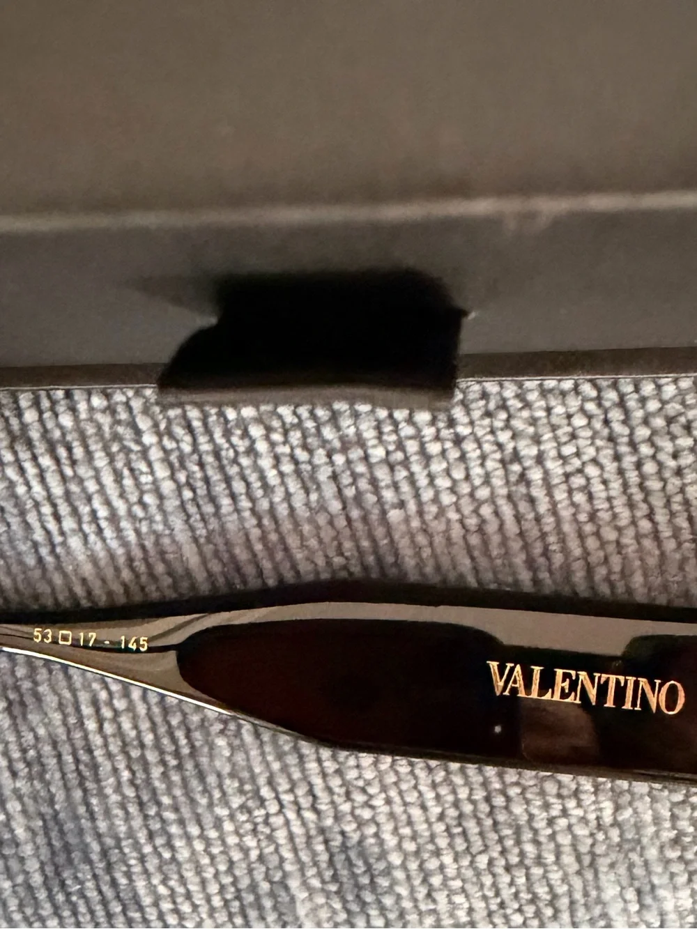 Valentino Black Rectangular Sunglasses with Studded Temples