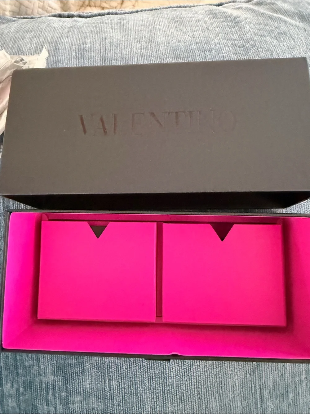 Valentino Black Rectangular Sunglasses with Studded Temples