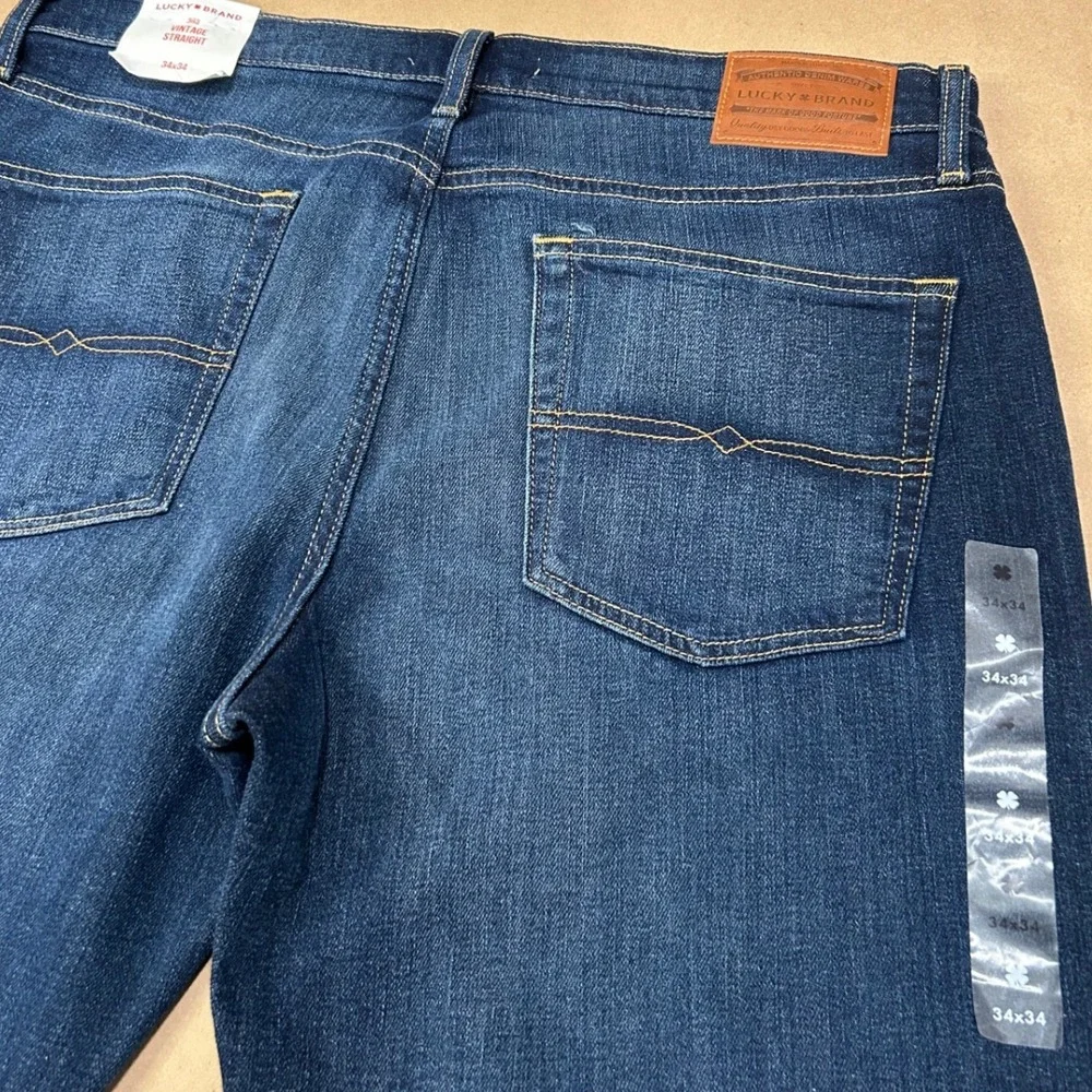 Lucky Brand Blue Dark Wash 363 Vintage Straight Stretch Jeans Mens 34x34 NWT