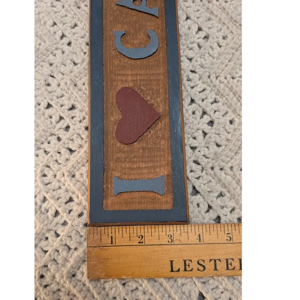 JCPenney Rustic Wood I Heart Cats Wall Sign Plaque Primitive Home Decor 14x3.5