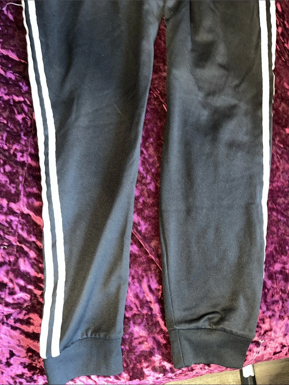Adidas Mens Black Track Pants with White Stripes