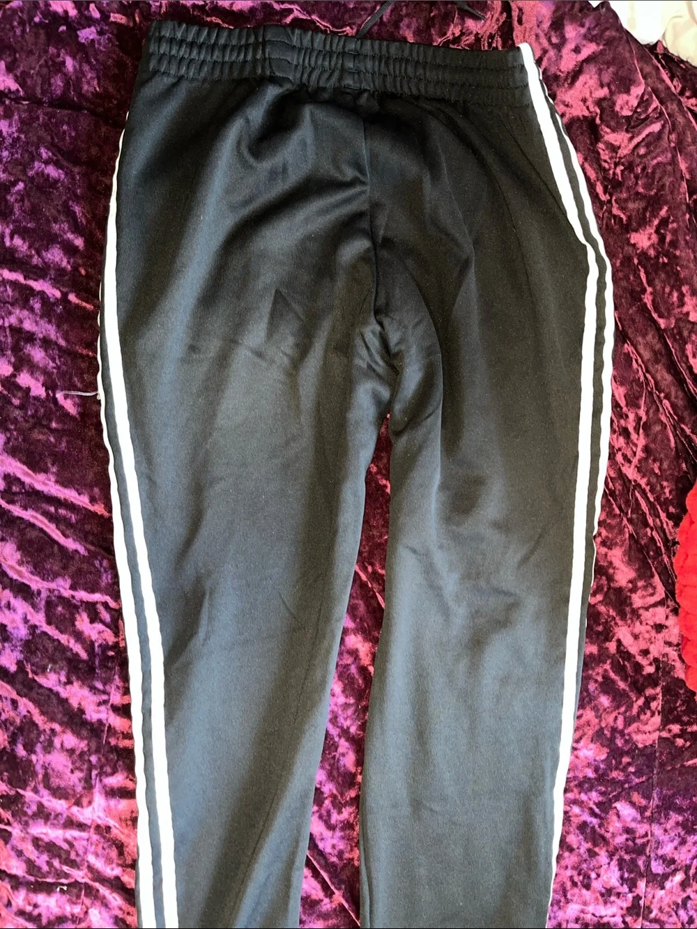 Adidas Mens Black Track Pants with White Stripes