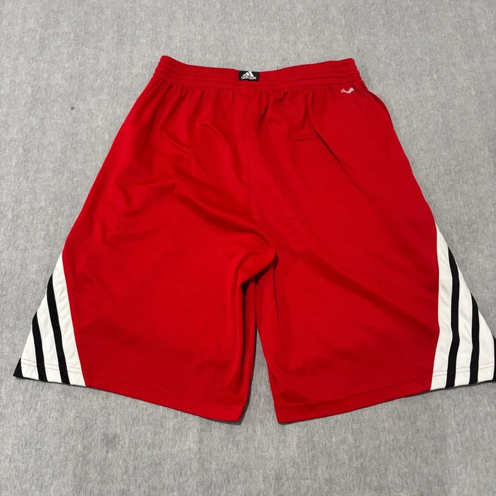 Adidas Mens Basketball Shorts Red Black White 3 Stripe Mesh Size Large RN 88387