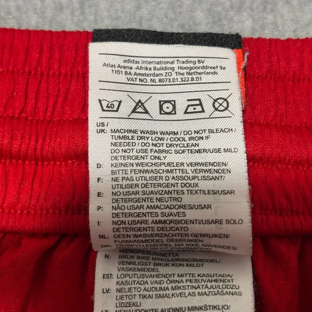 Adidas Mens Basketball Shorts Red Black White 3 Stripe Mesh Size Large RN 88387