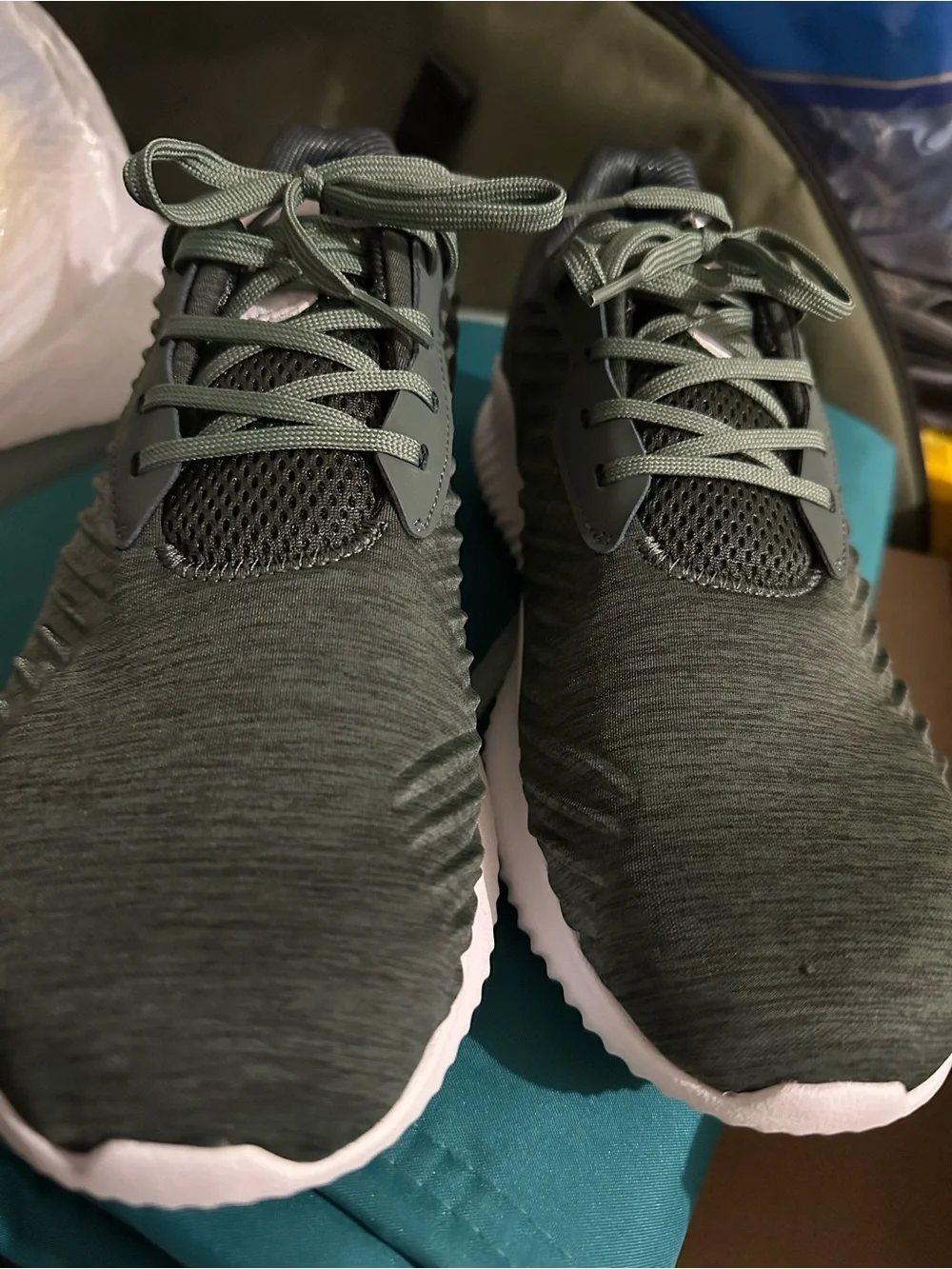 Men's Adidas Alpha Bounce RC Olive Green Athletic Sneakers - Brand Unspecified