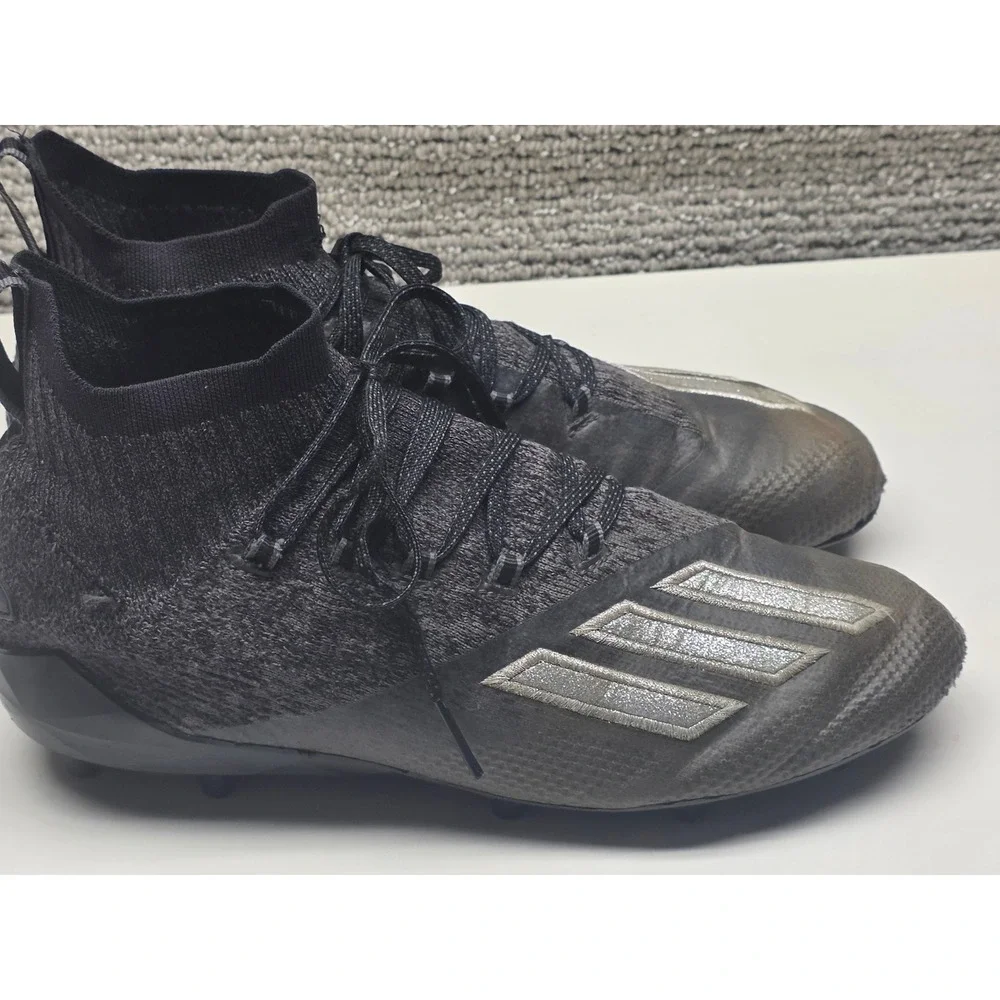 Adidas Adizero 8.0 Football Cleats Mens 11 Black Silver EF8632 Primeknit Mid