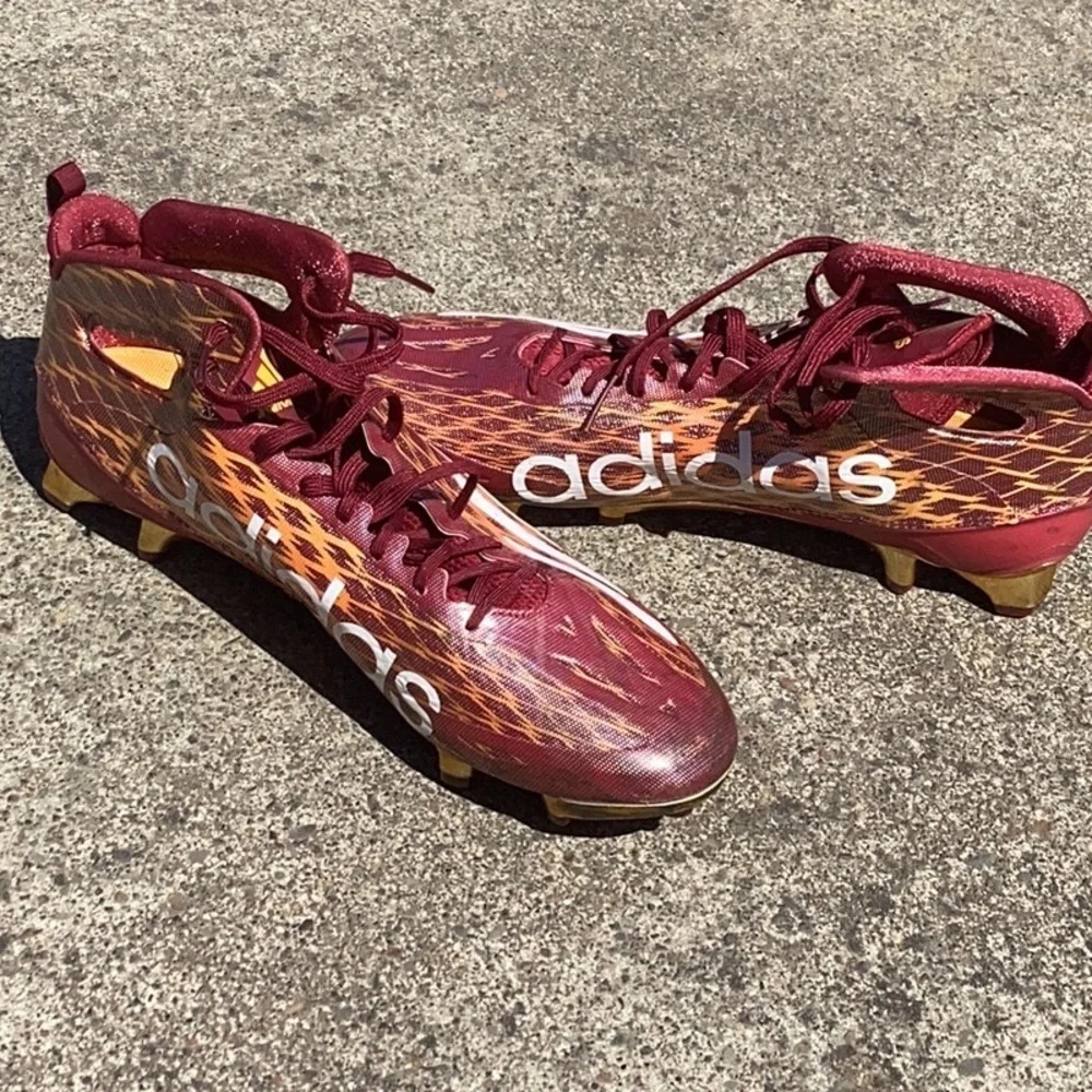 Adidas Men’s Maroon and Gold Athletic Cleats