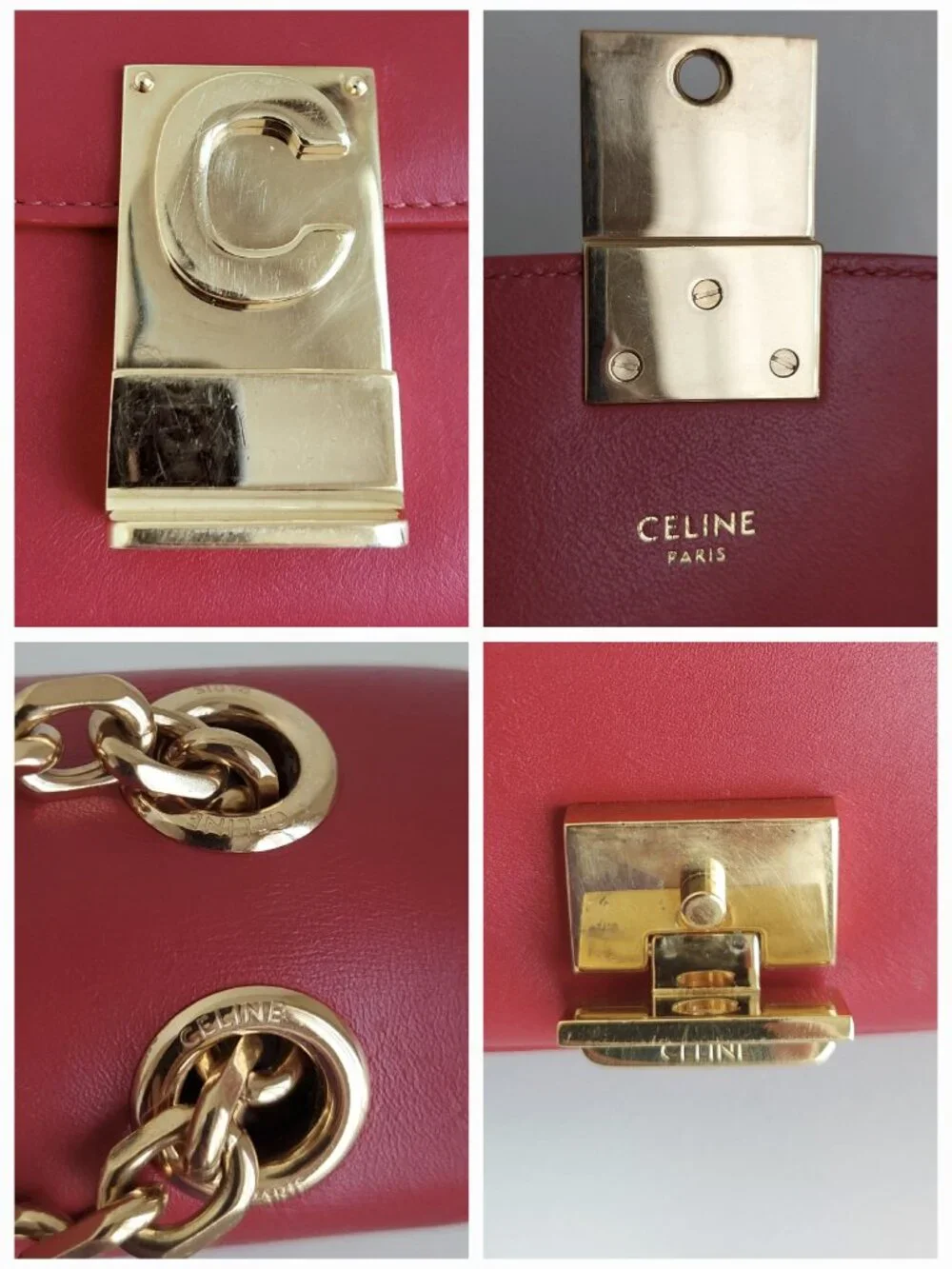 CELINE Red Small C Flap Bag