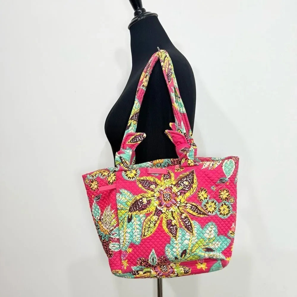 Vera Bradley Hadley Pink Rumba Print Colorful Floral Soft Quilted Shoulder Bag