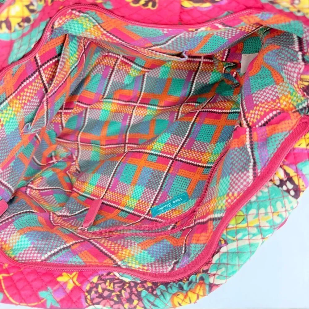 Vera Bradley Hadley Pink Rumba Print Colorful Floral Soft Quilted Shoulder Bag
