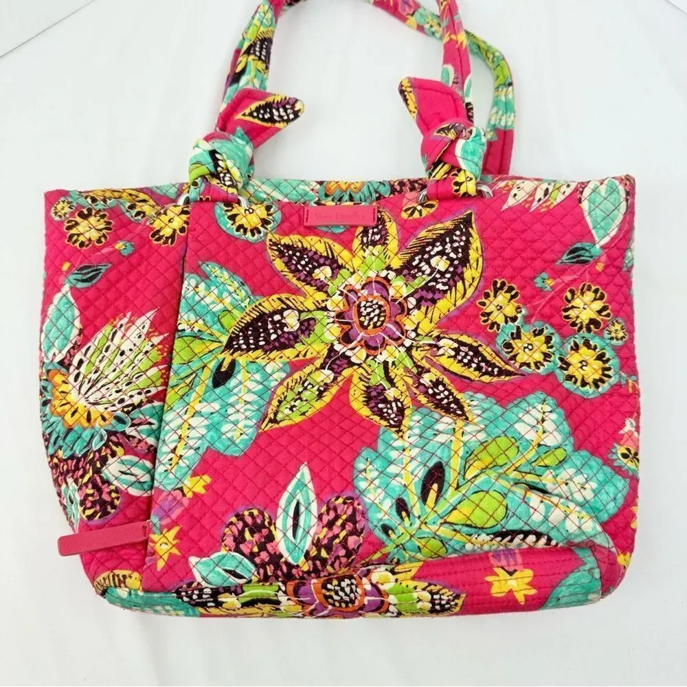 Vera Bradley Hadley Pink Rumba Print Colorful Floral Soft Quilted Shoulder Bag