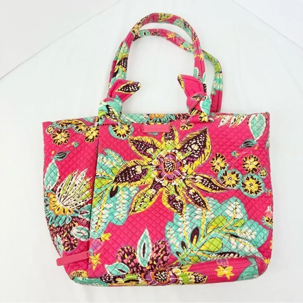 Vera Bradley Hadley Pink Rumba Print Colorful Floral Soft Quilted Shoulder Bag