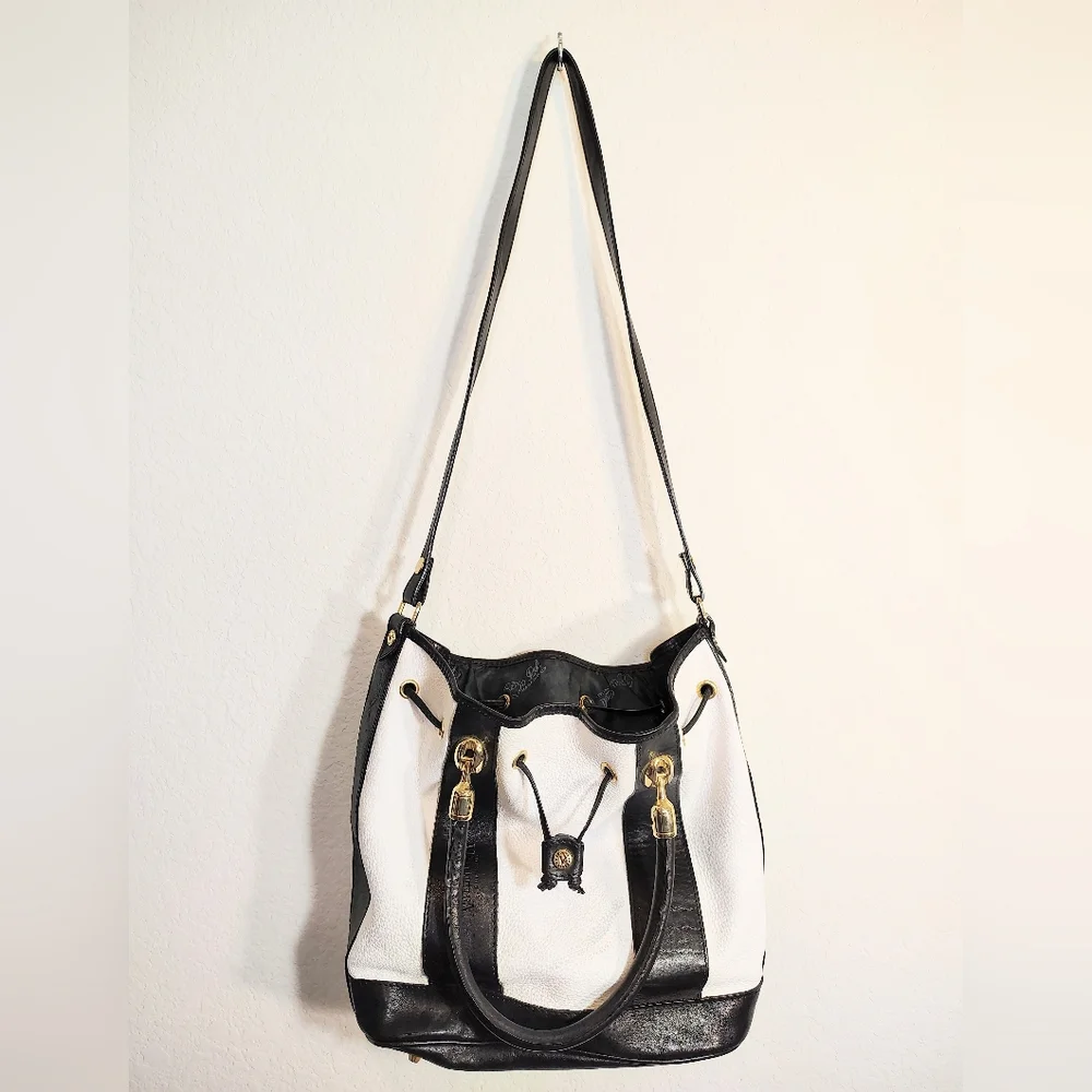 Valentina Black and White Leather Shoulder Bag