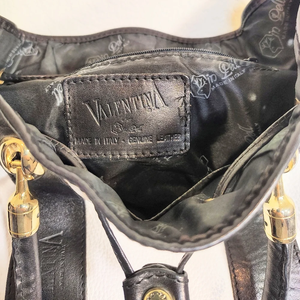 Valentina Black and White Leather Shoulder Bag