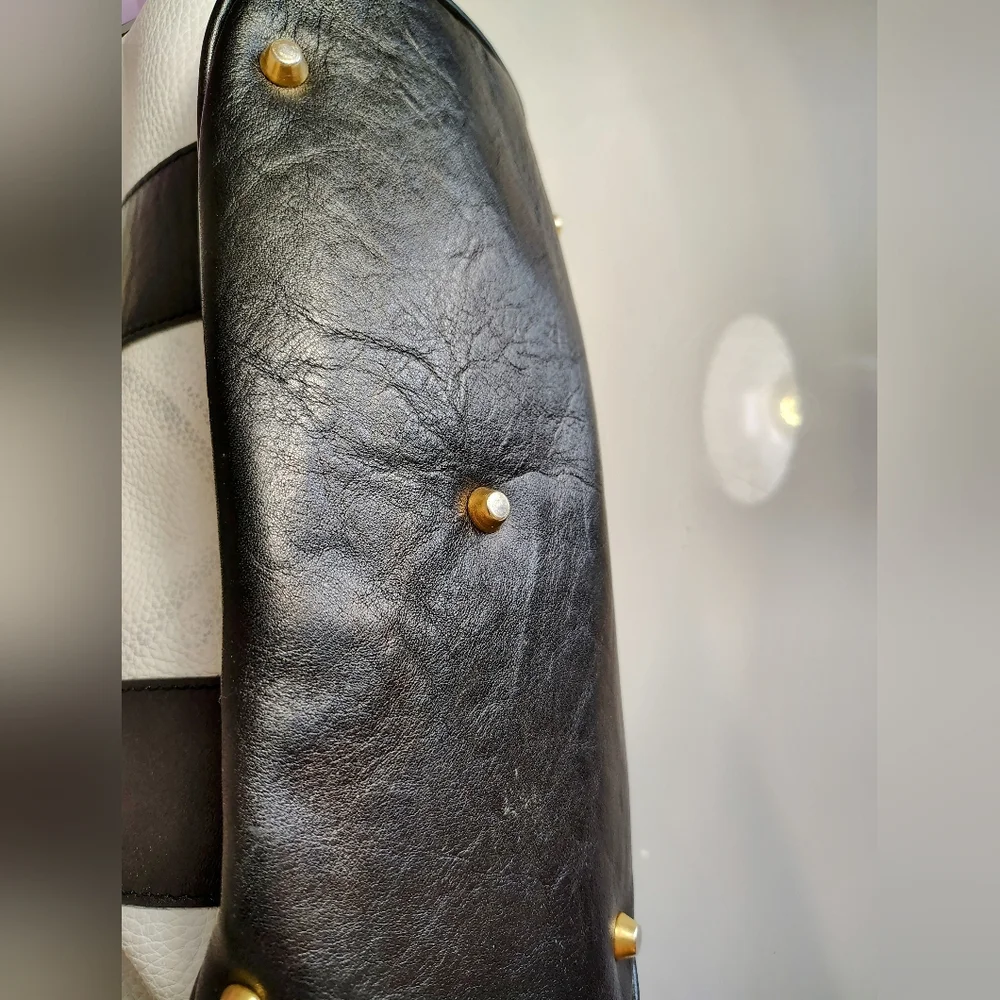 Valentina Black and White Leather Shoulder Bag