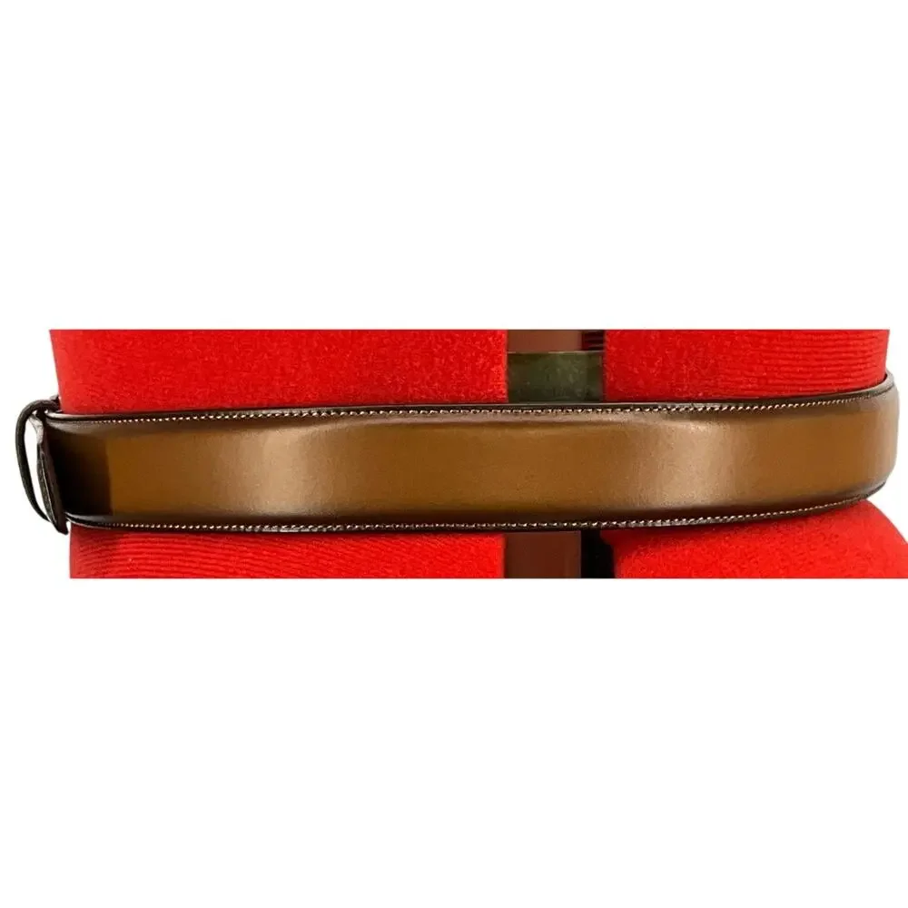 Roundtree & Yorke Brown Leather Belt Brushed Nickel Buckle Men 33.5”-37.5”
