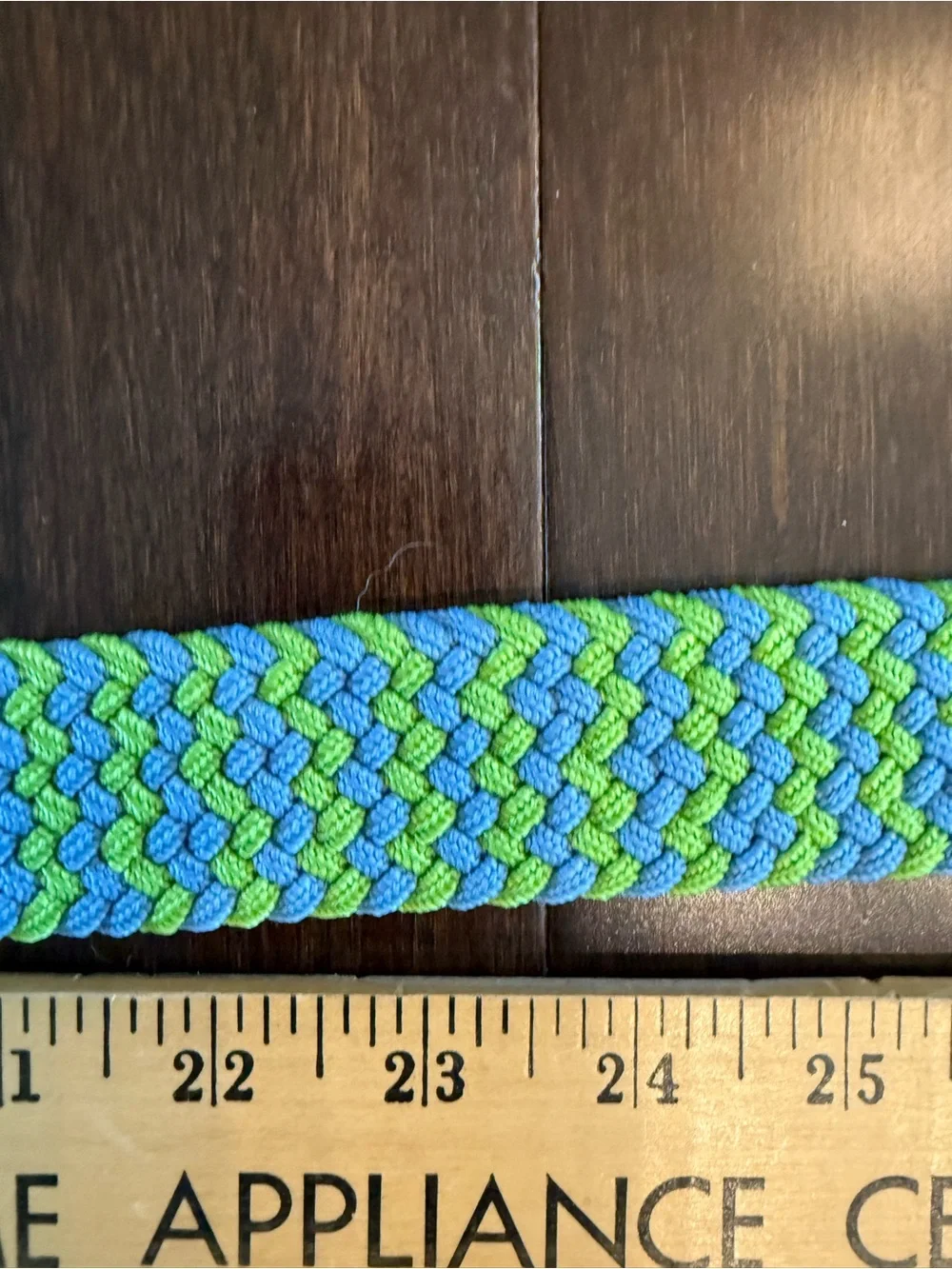 Braided Blue & Green Woven Belt with Brown Leather Trim