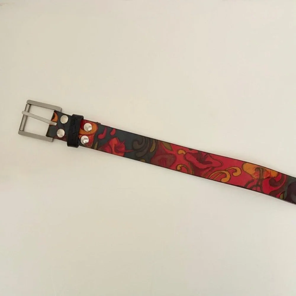 Unisex JON WYE Leather Floral Belt Western Retro Made in‎ USA Men Women 46.5