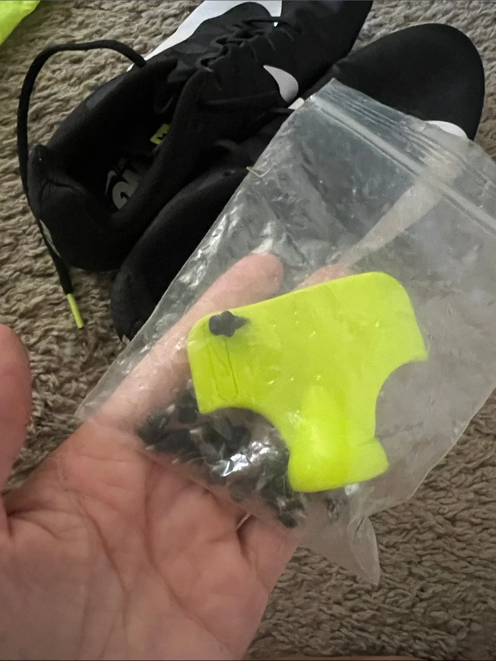 Nike Black & Neon Yellow Racing Spikes with Drawstring Spike Bag
