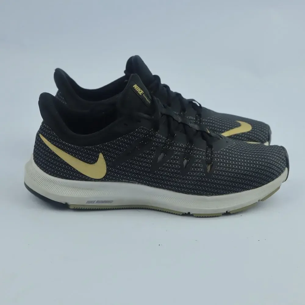 Nike Quest Black Metallic Gold Womens sz 8 Athletic Running Shoes AA7412-006
