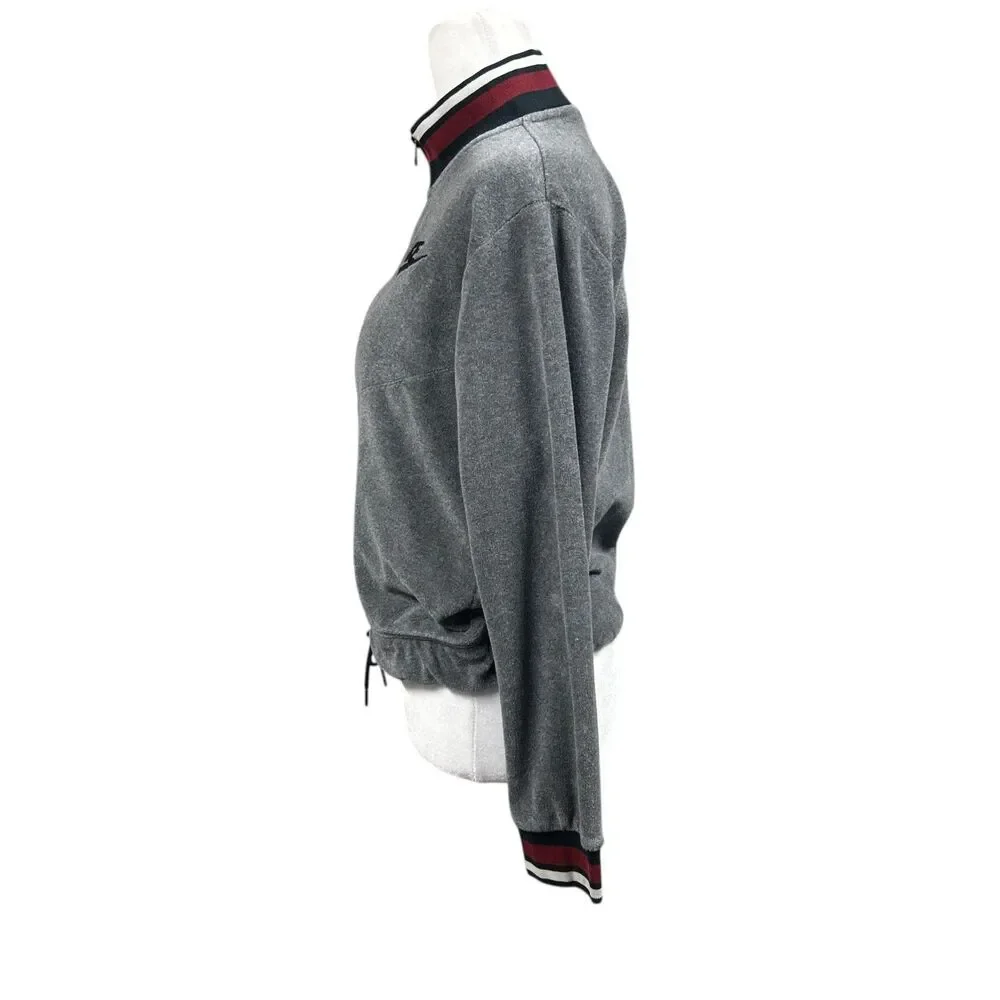 Nike Sweat Jacket Crop Zip Stripe Accent Sz S Gray