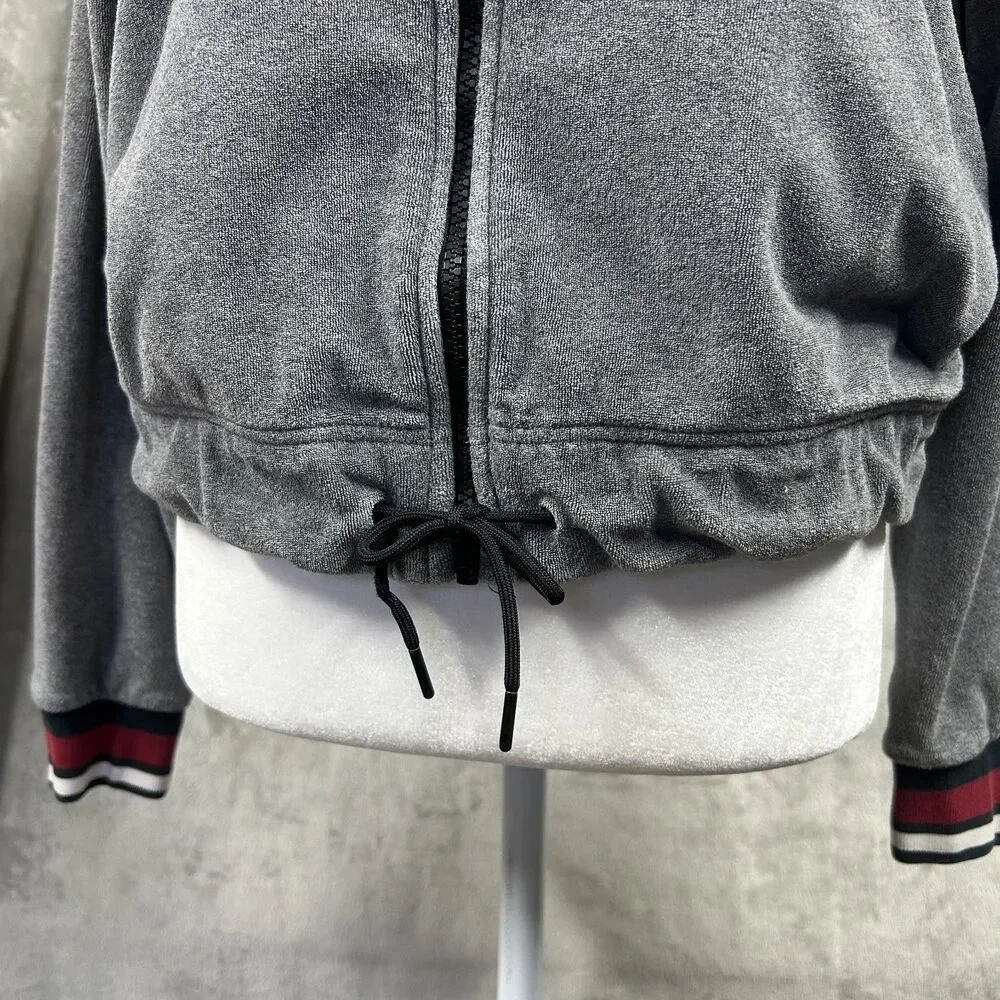 Nike Sweat Jacket Crop Zip Stripe Accent Sz S Gray