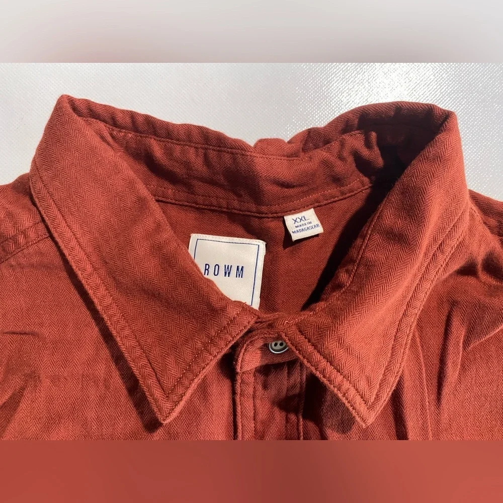 NEW Size XXL Mens Rowm Long Sleeve Button Down Shirt Cotton Blend Rust $80