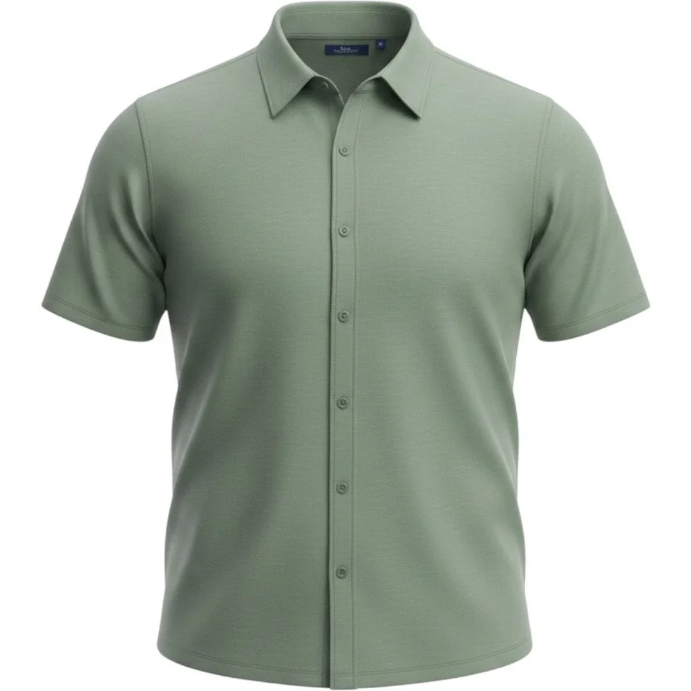 GEORGE Knit Button Down Collared Men's Shirt Size 2XL 50-52 Faded Spruce‎