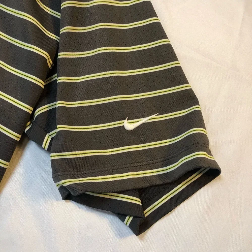 Nike Golf Polo Shirt Mens Size M Fit Dry Green Black Stretch Short Sleeve