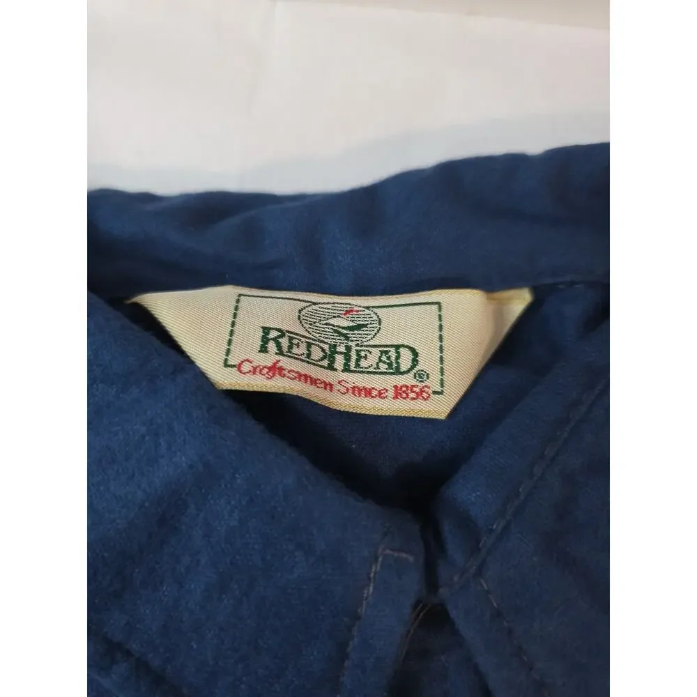Red Head Redhead Flannel Shirt Mens XL Blue Pockets Long Sleeve Made In USA
