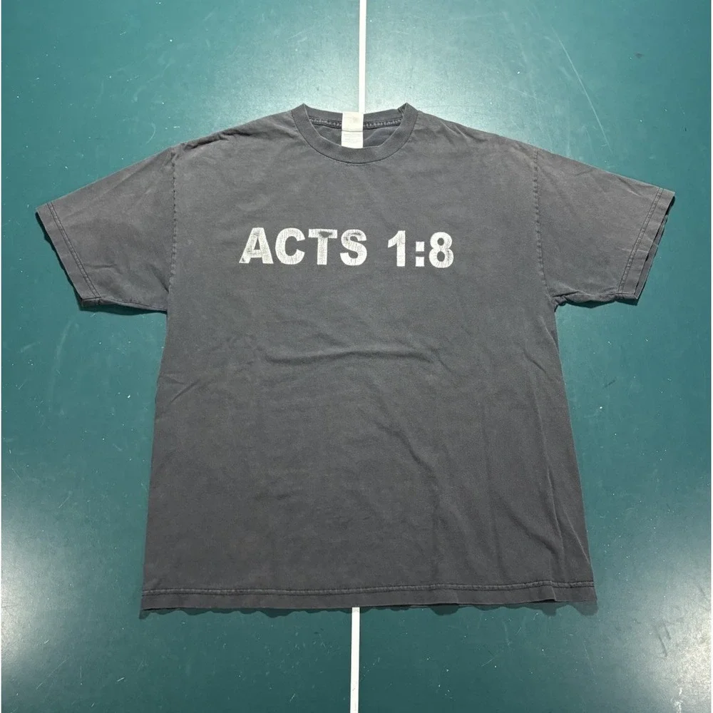 Vintage Acts 1:8 Bible Verse T-Shirt Men's XL Christian Jesus Faded Black 90s
