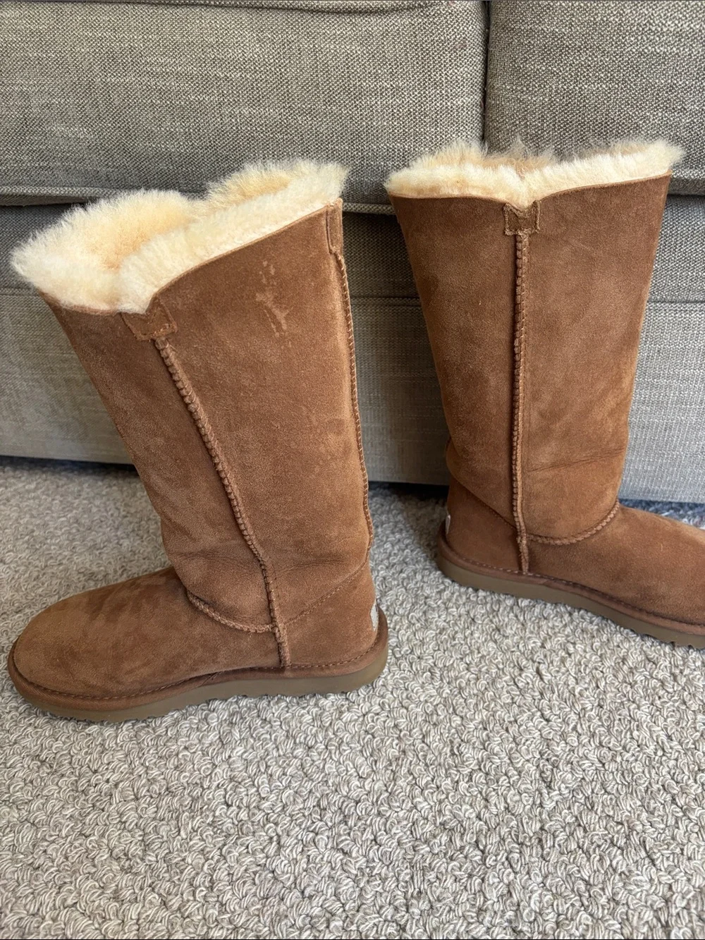 UGG Chestnut Button-Trim Shearling Mid-Calf Boots