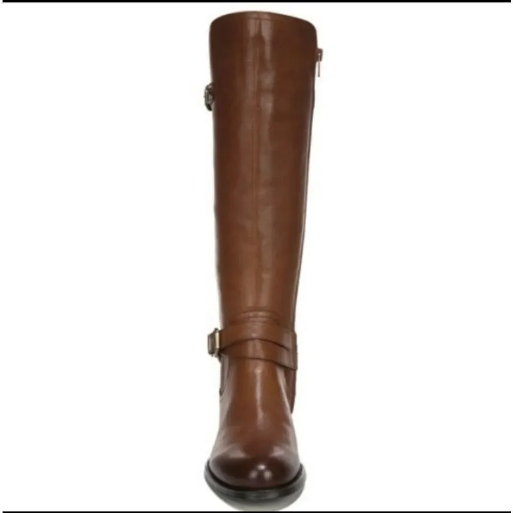 Naturalizer Brown leather‎ low heel Boots w buckle top&ankle sz 6M inside zipper