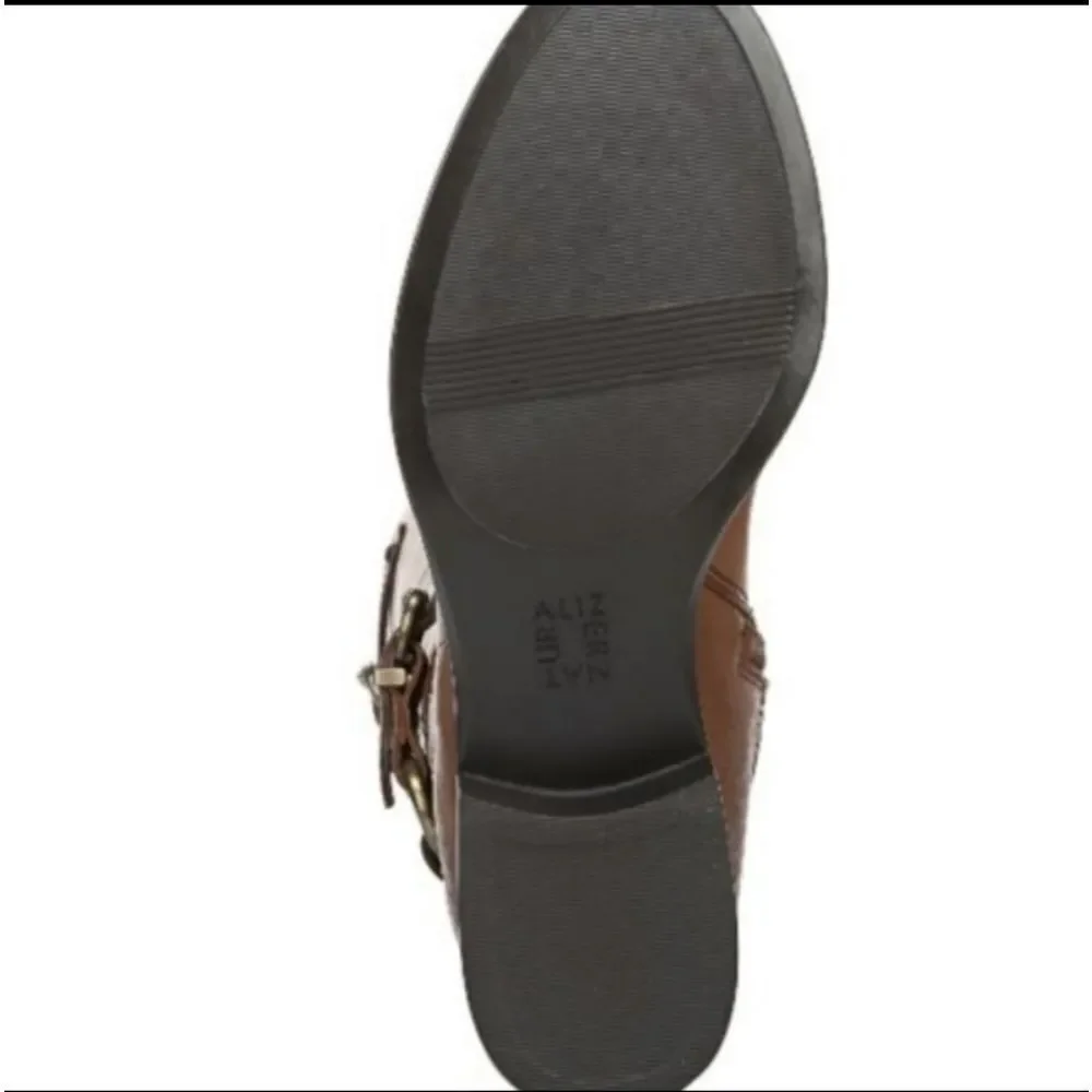 Naturalizer Brown leather‎ low heel Boots w buckle top&ankle sz 6M inside zipper