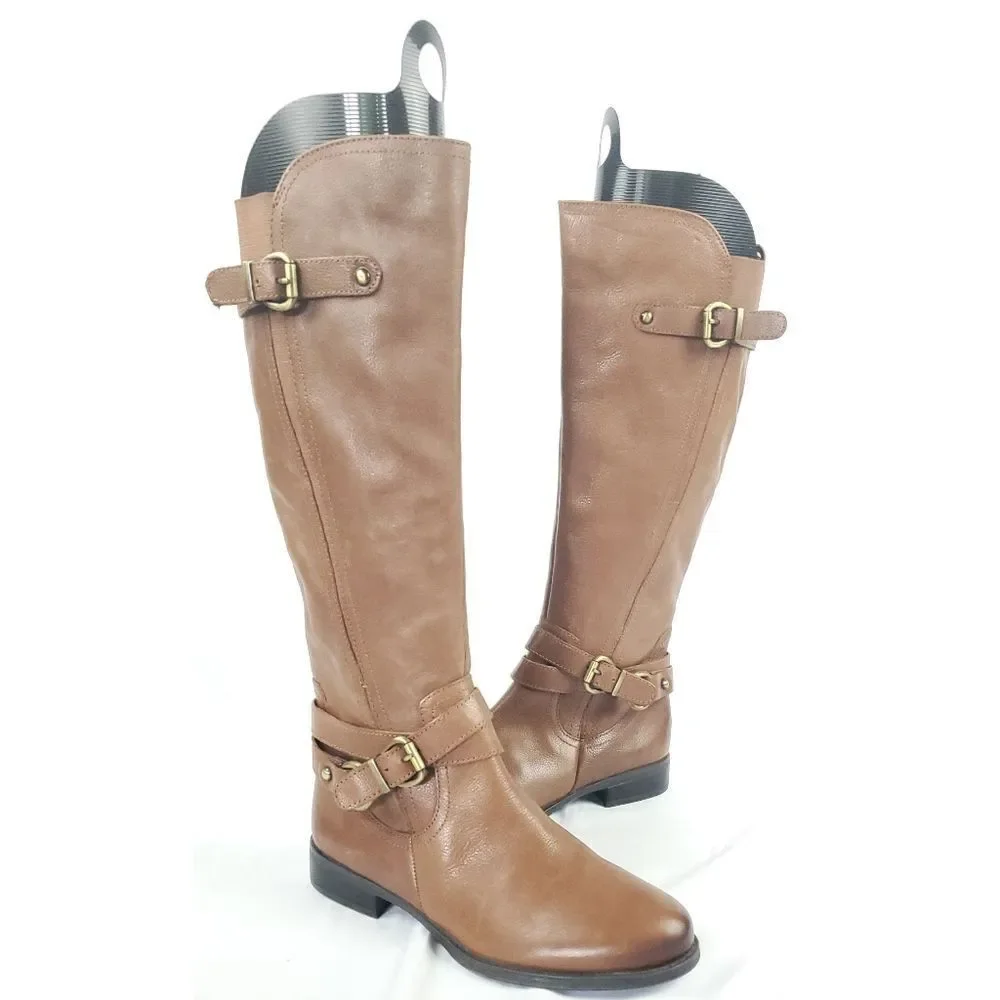 Naturalizer Brown leather‎ low heel Boots w buckle top&ankle sz 6M inside zipper