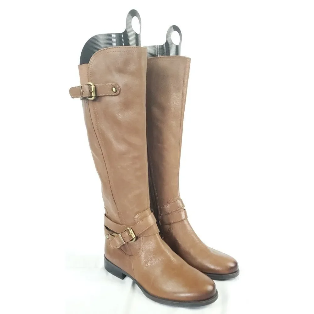 Naturalizer Brown leather‎ low heel Boots w buckle top&ankle sz 6M inside zipper