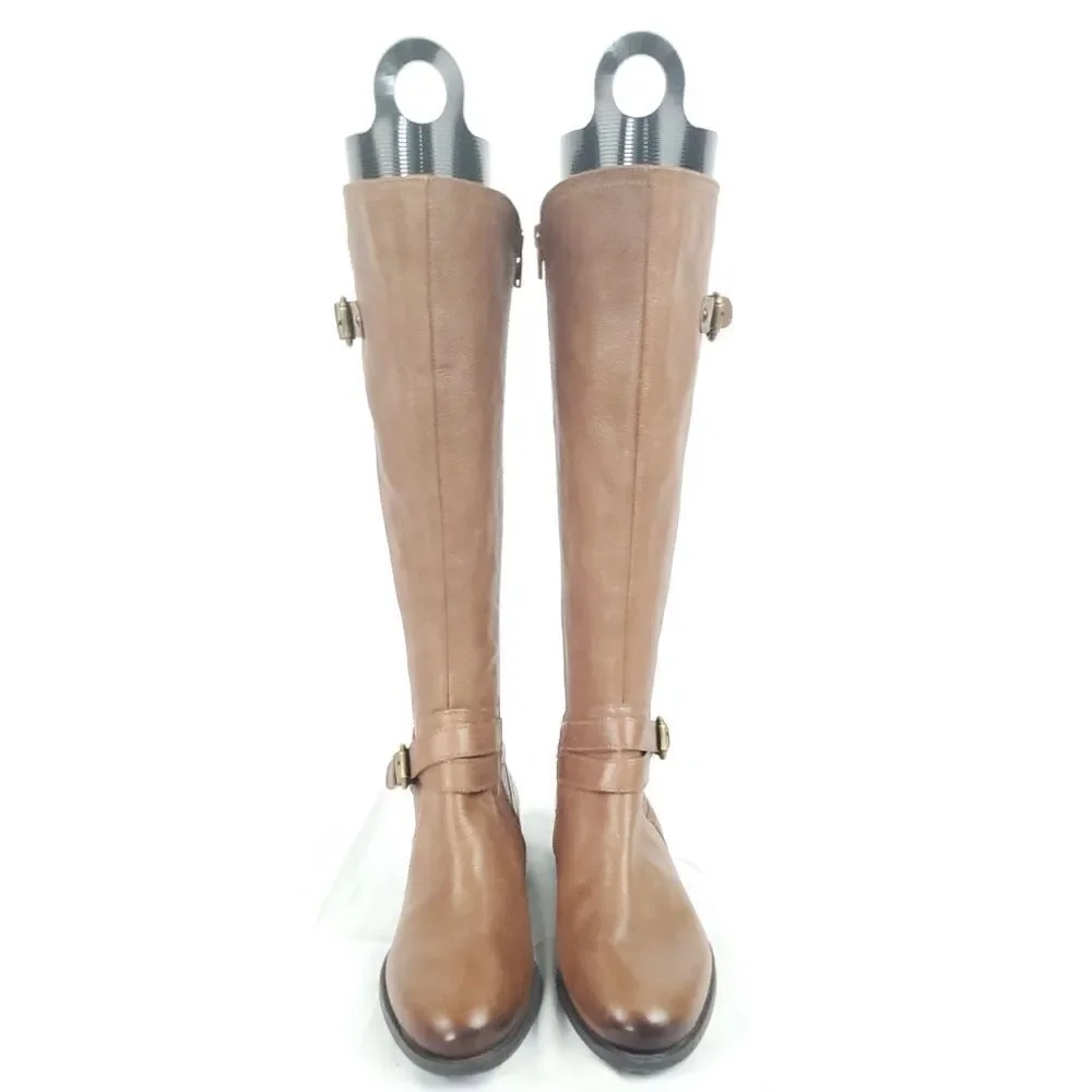 Naturalizer Brown leather‎ low heel Boots w buckle top&ankle sz 6M inside zipper