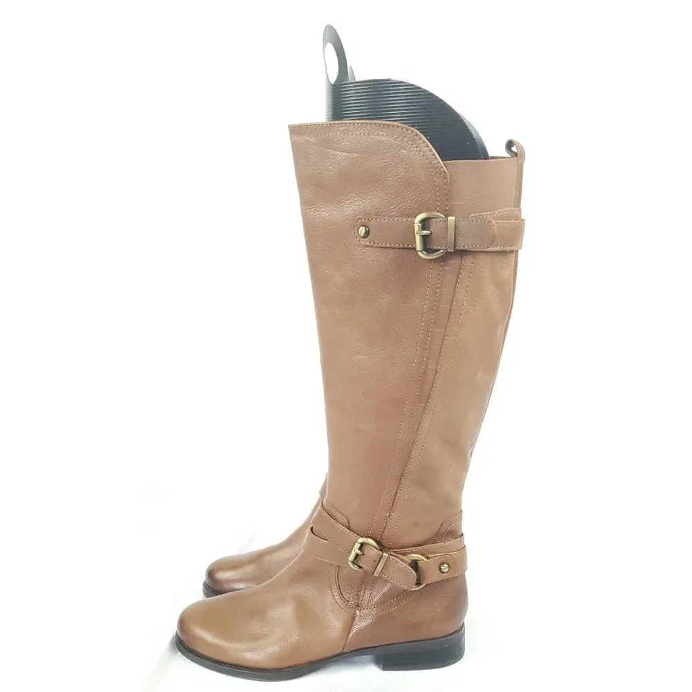 Naturalizer Brown leather‎ low heel Boots w buckle top&ankle sz 6M inside zipper