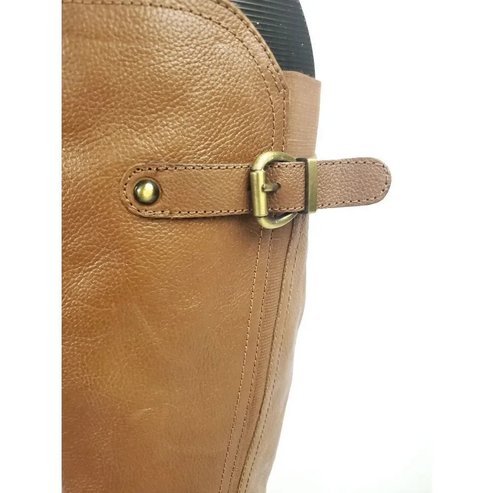 Naturalizer Brown leather‎ low heel Boots w buckle top&ankle sz 6M inside zipper