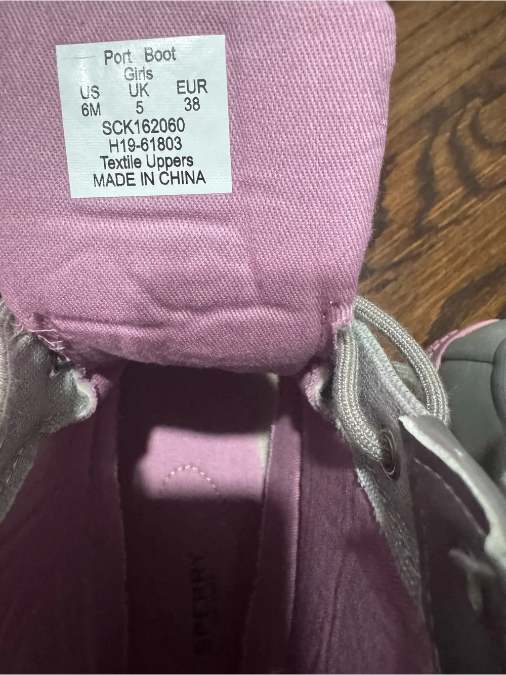 Sperry Light Gray Winter Duck Boots with Pink Lining