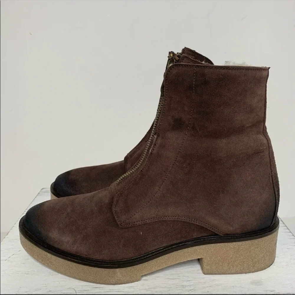 Sundance Brown Suede Zip Up Bixby Boots